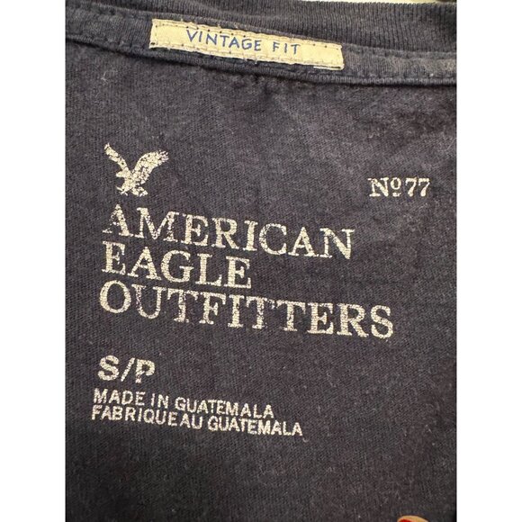 Vintage American Eagle Outfitters Graphic T-Shirt Men Small Blue Vintage Fit 100 - Picture 5 of 6